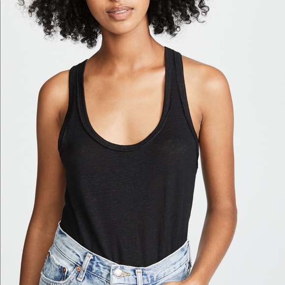 CHASER Black Seamed Shirttail Racerback Tank Top Size Large - Picture 2 of 9